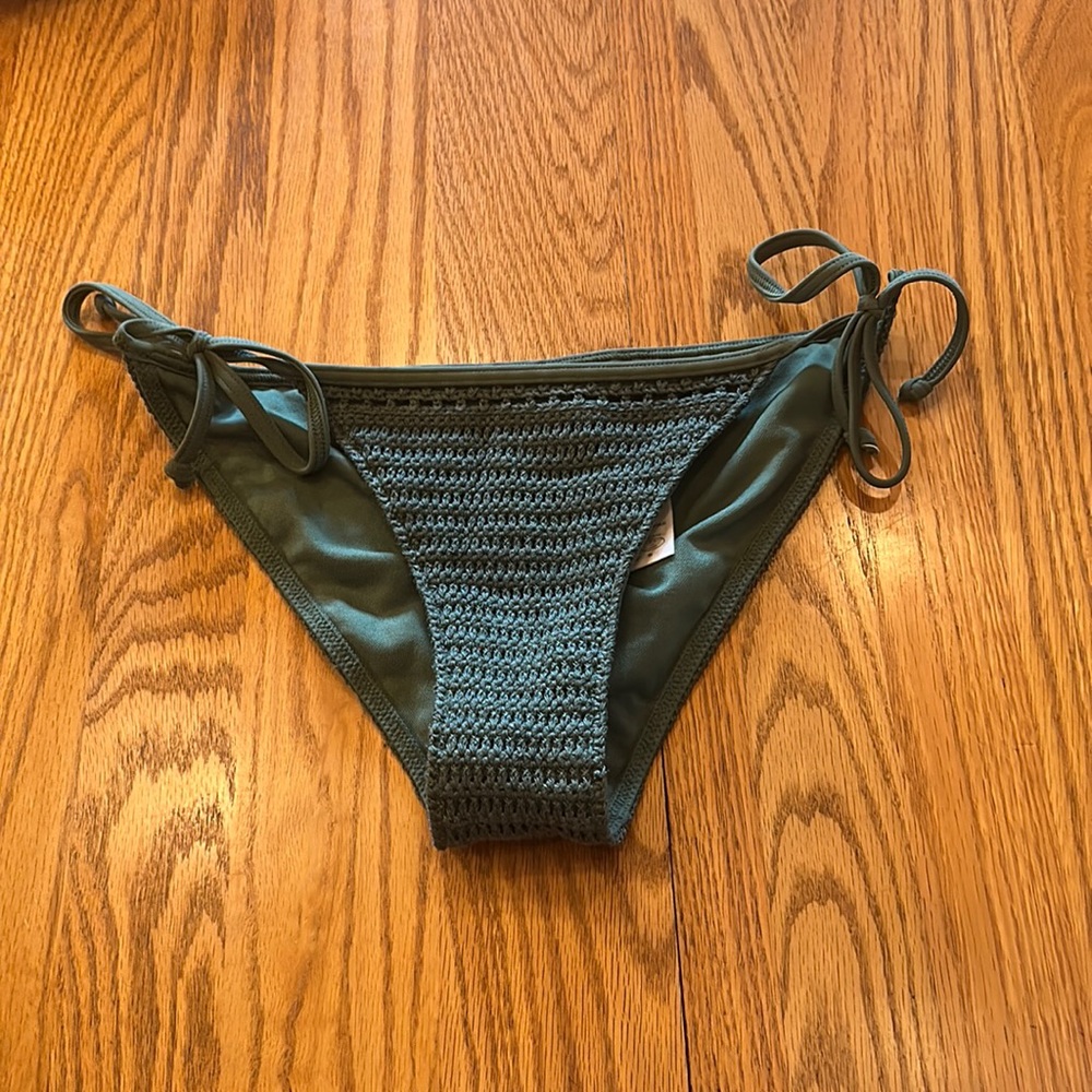 Hollister Dark Green Tie Swim Bikini Bottoms